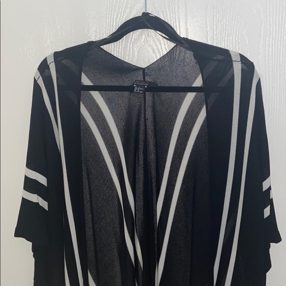 Black and White Striped Poncho